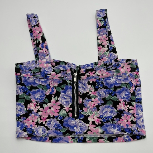 Forever 21 Purple Floral Crop Top Small - Picture 3 of 12